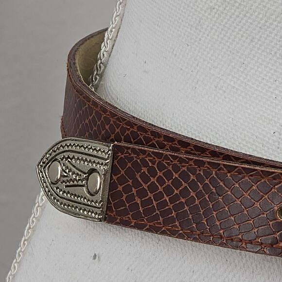 State of The Art Women's Size 12 Brown Faux Snake Skin Belt Western Boho Buckle - Picture 14 of 16
